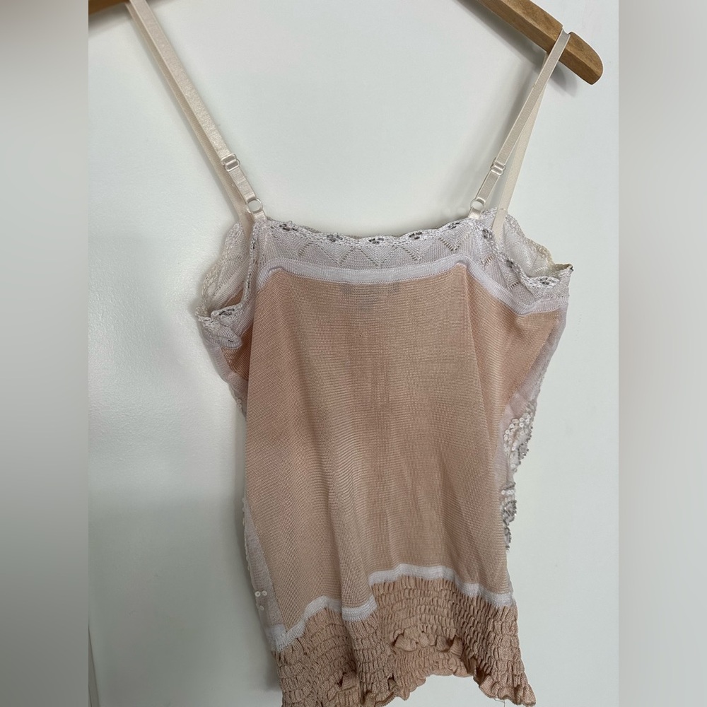 Vintage Bebe White Sequin Beaded Mesh Camisole Top. Size medium. - Picture 5 of 6